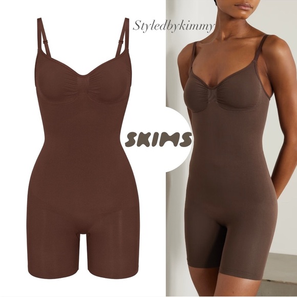 SKIMS Seamless Sculpt Mid Thigh Brief Bodysuit XS COCOA NEW - Picture 1 of 7